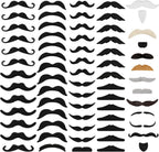66 PCS Novelty Fake Mustache Self Adhesive Beard, Costume Mustaches Stickers for Cosplay, Halloween, Christmas for All Age