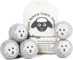 Budieggs Wool Dryer Balls Organic XL 6-Pack, 100% New Zealand Chemical Free Fabric Softener for 1000+ Loads, Baby Safe & Hypoallergenic, Reduce Wrinkles & Shorten Drying Time Naturally (Grey Sheep)