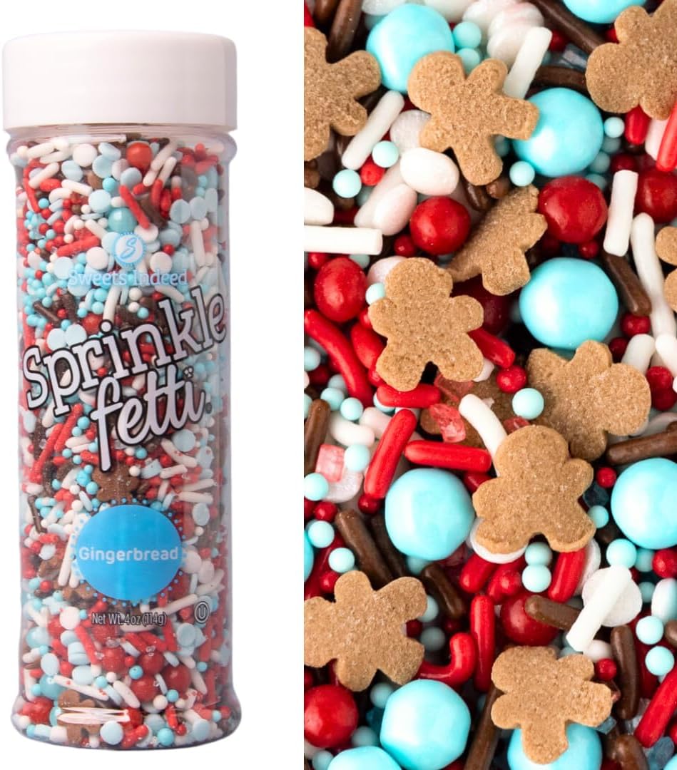 Sweets Indeed Sprinkles, Gingerbread Edible Sprinkle Mix, Perfect for Cake Decorations, Baking, Ice Cream, Cookies, Cupcake Topper 4 ounces