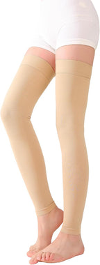 TOFLY® Medical Thigh High Compression Stockings Footless for Women & Men, Opaque Support Hose, 20-30mmHg Graduated Compression Socks with Silicone Band for Varicose Veins, Edema, DVT, 1 Pair Beige 3XL