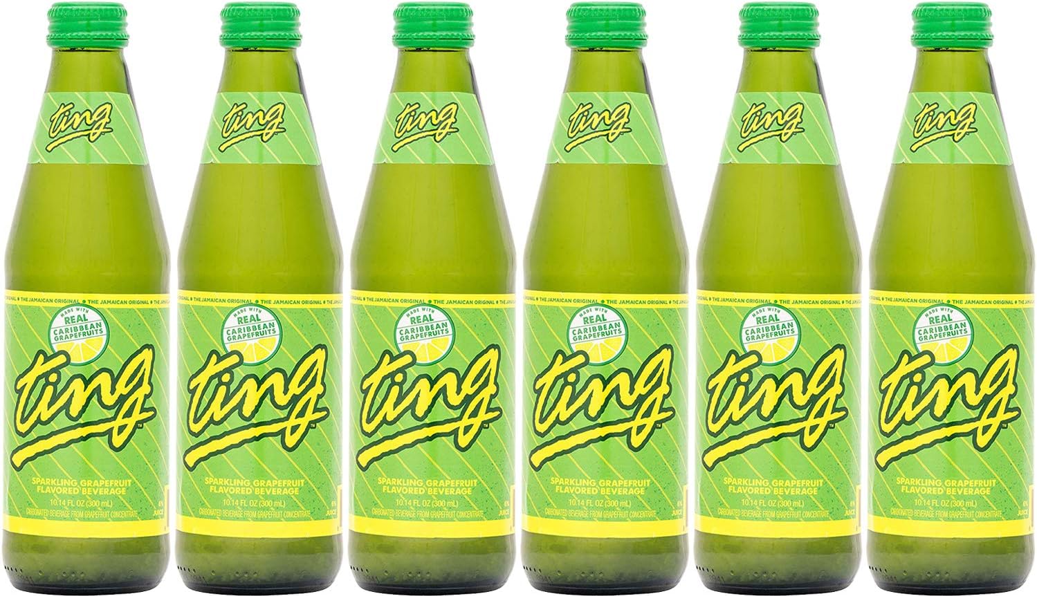 Ting, Sparkling Jamaican Grapefruit Flavored Beverage, 10.14oz Glass Bottle (Pack of 6, Total of 60.84 Fl Oz)