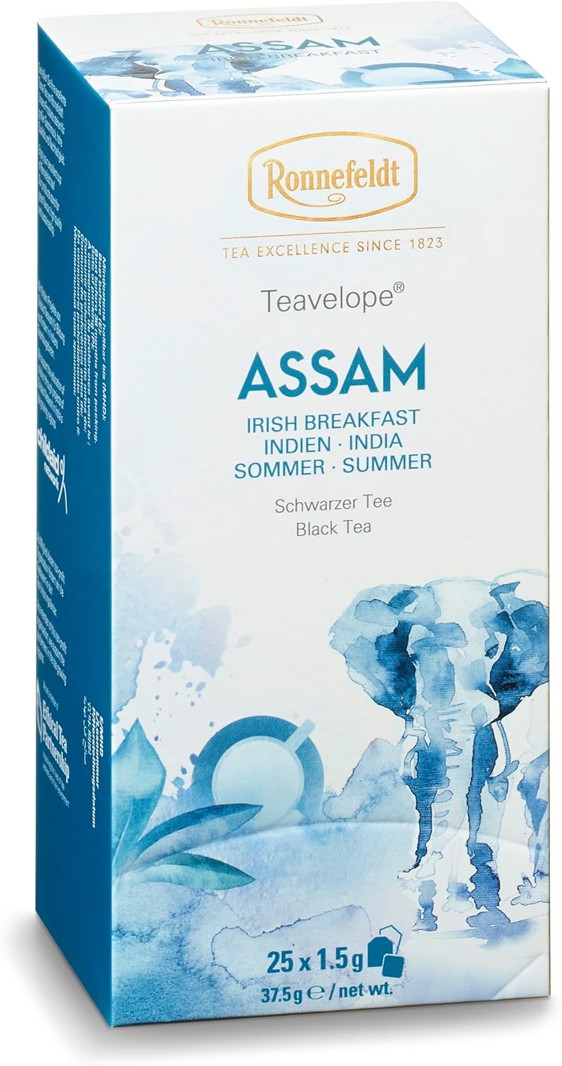 Ronnefeldt Teavelope Assam - Irish Breakfast Black Tea India Summer Bags Tea Individually Wrapped, 25 Count - Strong, Smooth, Caffeinated