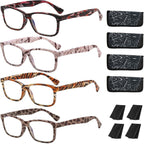 Suertree Blue Light Blocking Glasses for Women and Men, Fashion Reading Glasses, Computer Glasses with Spring Hinges