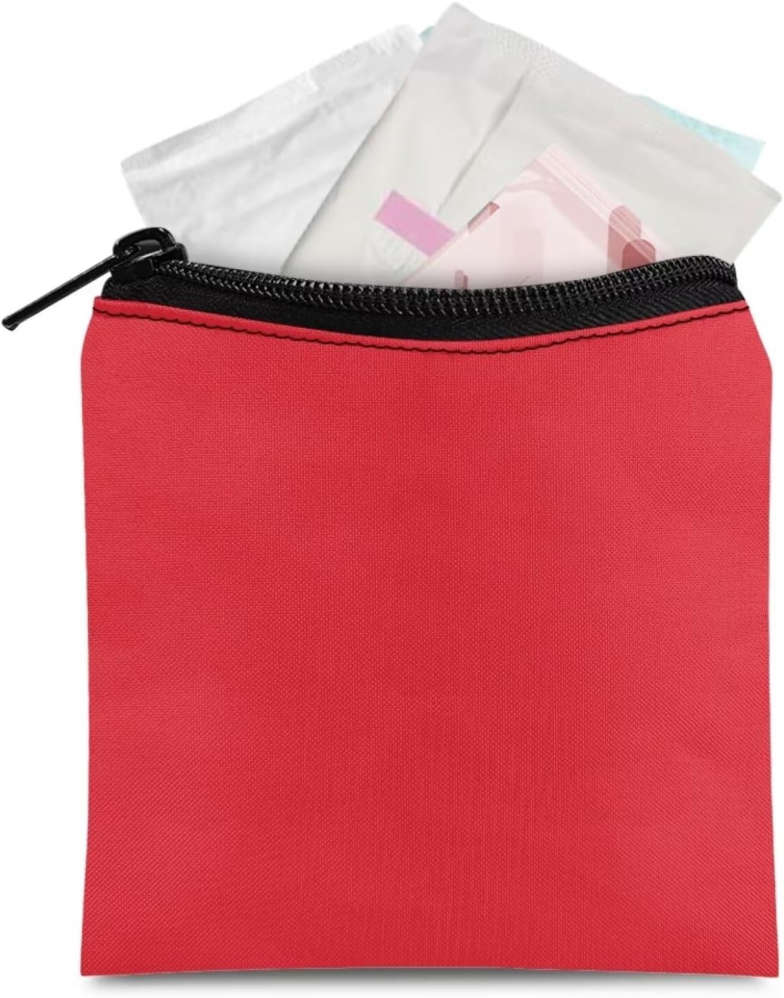 Red Period Bag Sanitary Napkin Storage Bag Small Tampon Pad Holder for Purse Menstrual Pad Bag Tampon Pouch Portable Feminine Care First Period Kit for Teen Girls Women