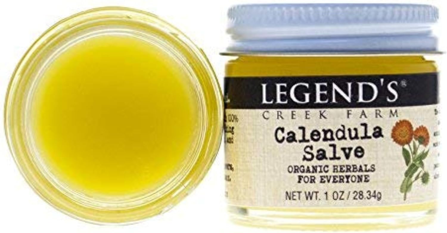 Legend's Creek Farm Herbal Salve - Healing Ointment with Calendula Flowers & Grapeseed Oil - Natural Balm for Dry Skin, Scrapes, & Stings - 1oz. Healing Balm Handmade in USA (Calendula S.)