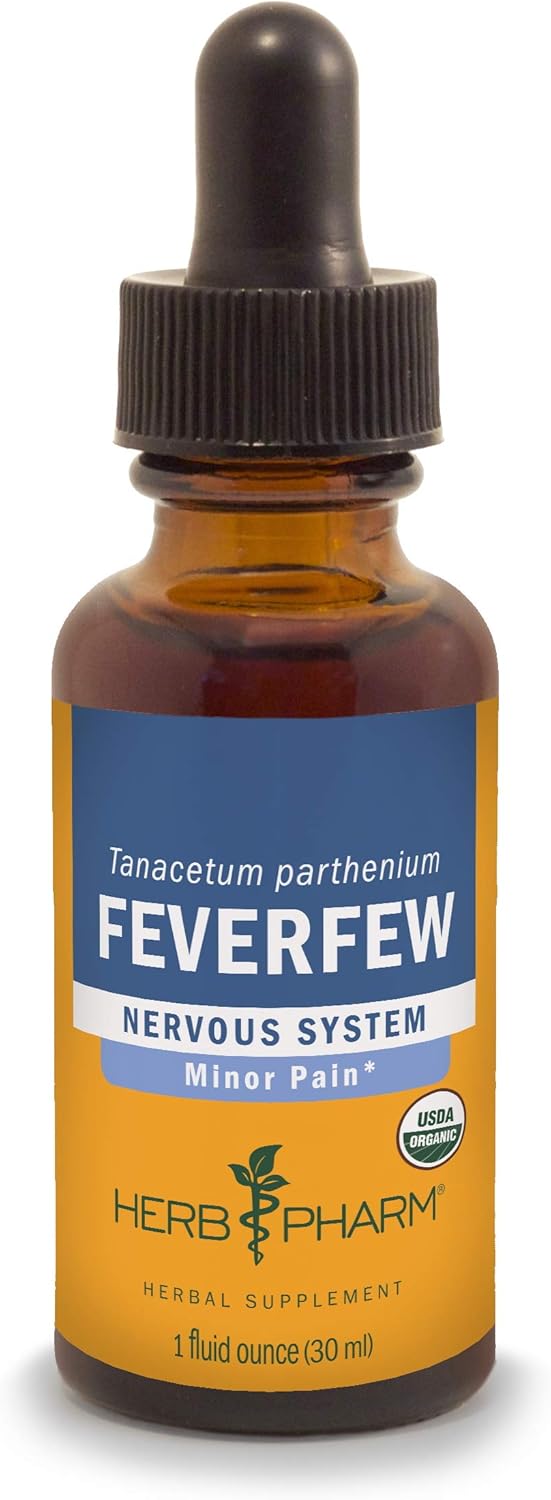 Herb Pharm Certified Organic Feverfew Liquid Extract for Minor Pain Support - 1 Ounce