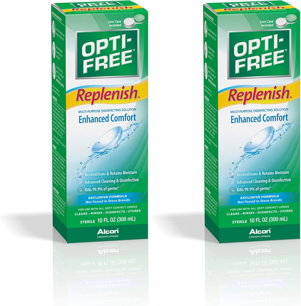 Opti-Free Replenish Multi-Purpose Disinfecting Solution with Lens Case, 10 Fl Oz (Pack of 2)