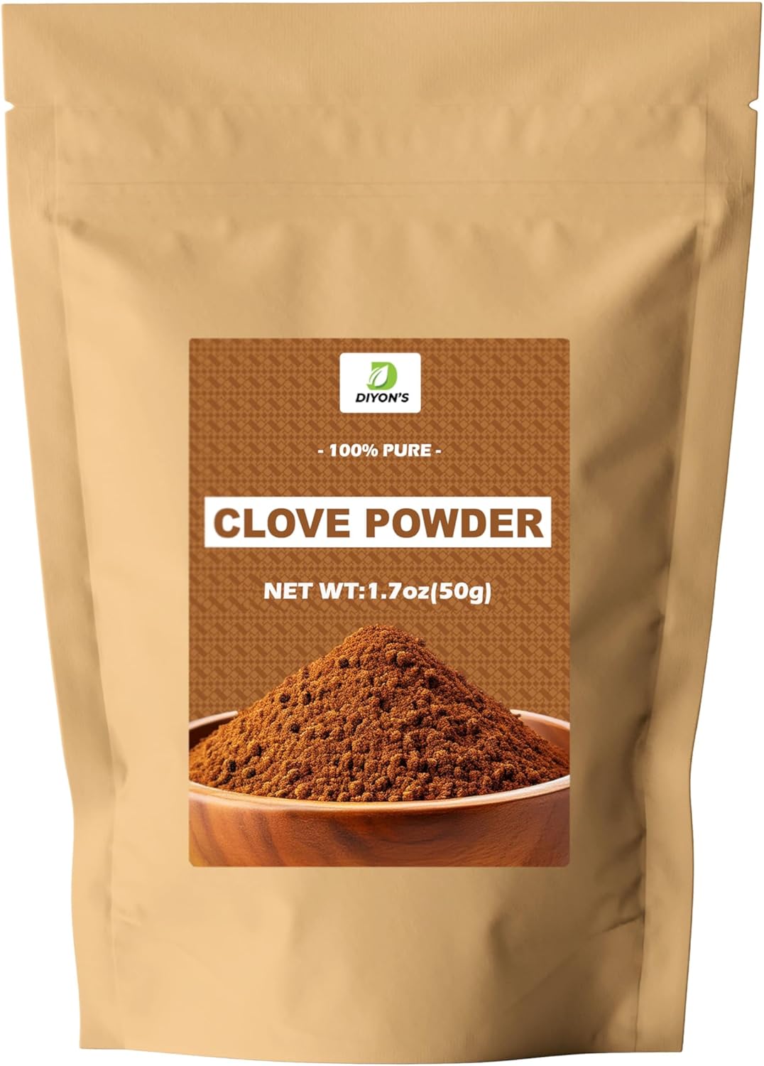 Diyon's Clove Powder Premium Grade 1.7oz (50g) 100% Pure From Sri Lanka, packed with resealable Pouch