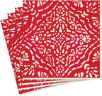 Caspari Annika Paper Linen Dinner Napkins in Red - 12 Per Package, 2 Packs