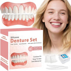 Moldable False Teeth, Dentures for Women and Men, Upper and Lower Silicone Denture Set, Fix your Smile in Minutes, 1PCS-0A