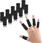 Finger Compression Sleeves Support, Finger Protectors Cots for Arthritis Swelling Basketball Sport, Breathable Elastic (10, Black, One Size)