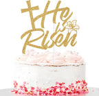 He is Risen Cake Topper, Jesus Easter Party Cake Decor, Easter Resurrection Spring Festival Party Decorations Gold Glitter