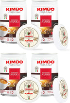 Kimbo Espresso Napoli Ground Coffee | Dark Roast | 10/13 Intensity | Intense Aroma & Long Lasting Flavor | 8.8 oz Cans - Pack of 4