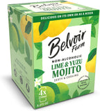 Belvoir Farm Non Alcoholic Lime & Yuzu Mojito 4-Pack of 8.4oz Cans – Refreshing Natural Beverage with a Hint of Fizz, Artisanal Craftsmanship, Zero Sugar, Organic Ingredients. Ready to Enjoy.