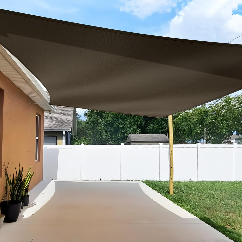 TANG 8'x8' Sun Shade Sail Rectangle Sunshade Canopy UV Block Shade Cloth Pergola Cover for Outdoor Patio Garden Gazebo Deck, Brown