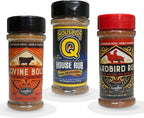 Plowboys and House of Q BBQ Rub Pack Gift Set Yardbird, House of Q House Rub, Bovine Bold Versatile Steak, Pork, Chicken, Beef, Veggies Seasoning Ideal for BBQ Fans 3 Pack, 5 to 6oz Each Pinnacle Mercantile