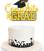 Congrats Grad Cake Topper Graduation Party Table Ideas Glitter Junior High School College University Decorations Gold