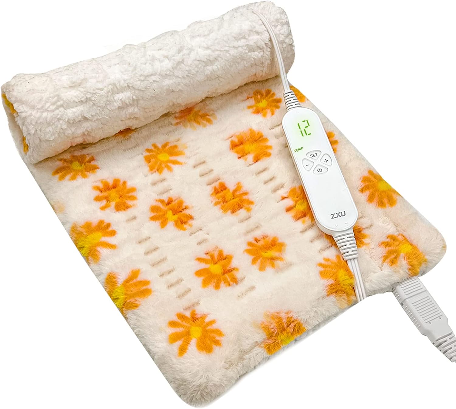 ZXU Heating Pad for Back Pain Relief and Cramps Relief- Ultra Soft Sherpa Heating Pad, XL King Size 12" x 24", 12 Heat Levels & 1-24H Auto Off，Stay on Function Hot Heated Pad, Machine Washable
