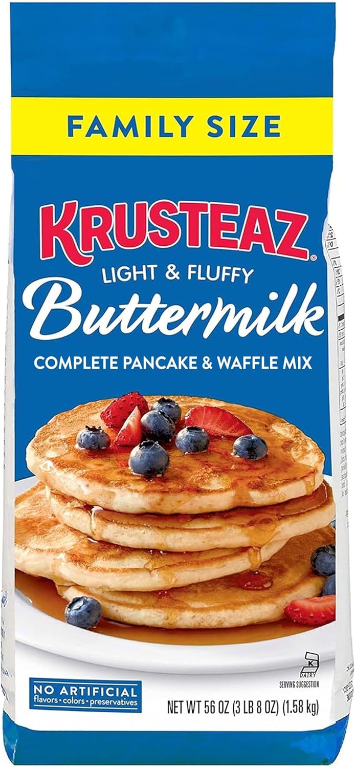 Krusteaz Complete Buttermilk Pancake and Waffle Mix, Light & Fluffy, 56 oz Bag