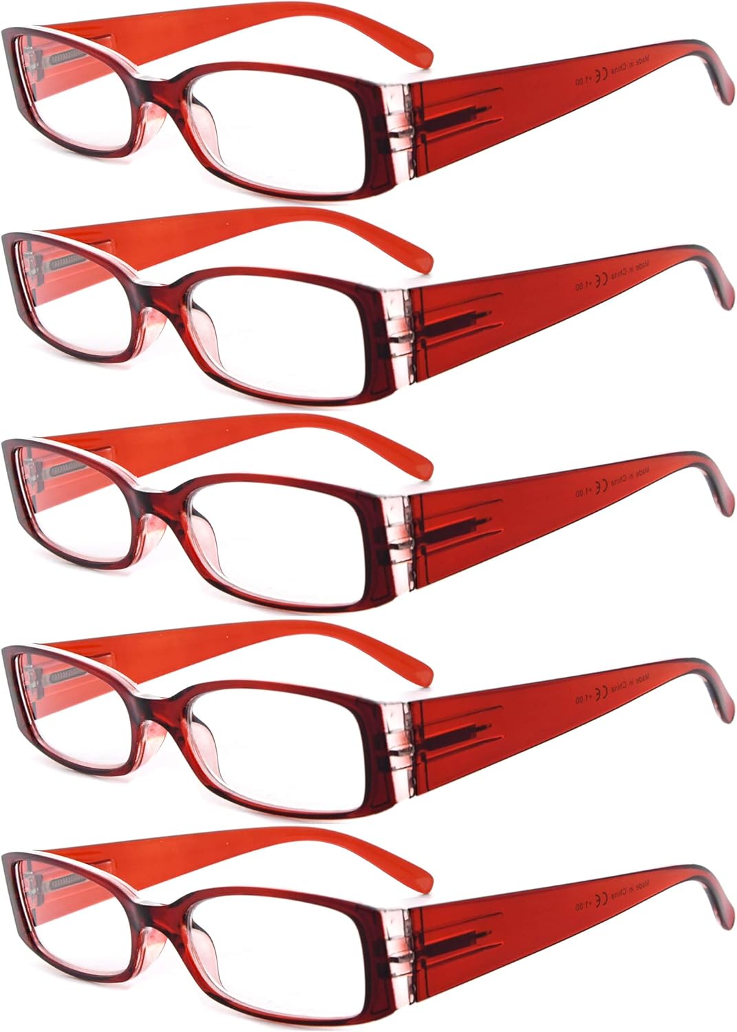 Eyekepper 5 Pairs Reading Glasses for Women Reading Red Frame Reading Eyeglasses