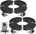 Goovilla Plant Stand with Wheels Heavy Duty, 2Pack Adjustable 15-22 Plant Caddy with Lockable Caster Wheels 440LBS, Rolling Plant Stand/Dolly/Roller for Indoor Outdoor Large Planter, Flower Pot,Black