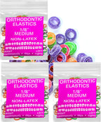 Neon non-Latex 3 Packs 300 counts 1/8inch Medium Intraoral Elastic Bands Orthodontic Elastics Dental Rubber Bands Made in US (Medium [4.5oz], 1/8inch, 3.2mm)