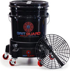 Grit Guard 5 Gallon Washing System | Includes 5 Gallon Bucket, Grit Guard, Bucket Dolly, and Gamma Seal Lid | for Car Wash and Detailing |All Black