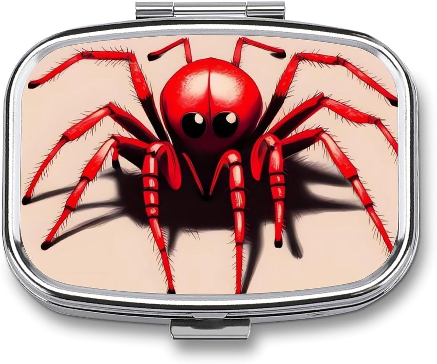 Pill Box 2 Compartment Medicine Pill Case Cute Little Red Spider Portable Pill Box for Pocket Or Purse Pill Box Decorative Metal Medicine Vitamin Organizer Unique Gift, Style