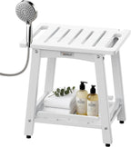 Shower Bench Seat, Non-Slip Shower Benches for Inside Shower to Sit on, HDPE Waterproof Shower Stool for Shaving Legs, Shower Chair with Adjustable Feet for Bathroom, Indoor/Outdoor Use, White