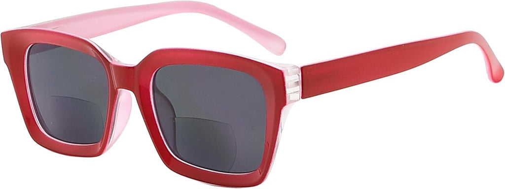 Eyekepper Bifocal Sunglasses for Women Reading Under the Sun Oversize Bifocal Readers Tinted Lens - Red +2.00
