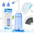 URAQT Neti Pot, Nasal Rinse Kit Nose Wash Cleaner, 300ml Sinus Rinse Bottle with 20 Nasal Wash Salt Packets and 10 Thermometer Sticker, Pressure Rinse Nasal Irrigation for Adult and Kid BPA Free