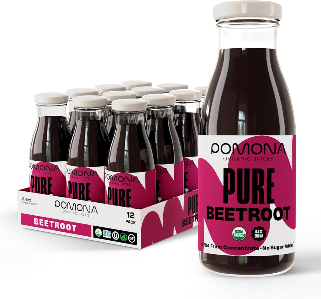 Pomona Organic Cold Pressed Beet Juice, Non-GMO, No Sugar, Gluten Free, Kosher, Preservative Free - Pack of 12, 8.4 oz