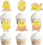 Chick Dessert Cupcake Topper,18pcs Farm Animal Baby Shower Decorations,Little Chick Sign Kids Easter Party Favors