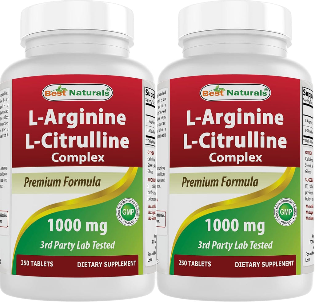 Best Naturals L-Arginine L-Citrulline Complex 1000 mg 250 Tablets (250 Count (Pack of 2))