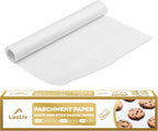 LuxLiv® 12 in x 164 ft White Parchment Paper Roll for Baking – Non-Stick Greaseproof Baking Paper, Cooking & Air Fryer Paper, Sourdough Bread Baking Supplies, Extra-Thick & Easy-Tear Roll