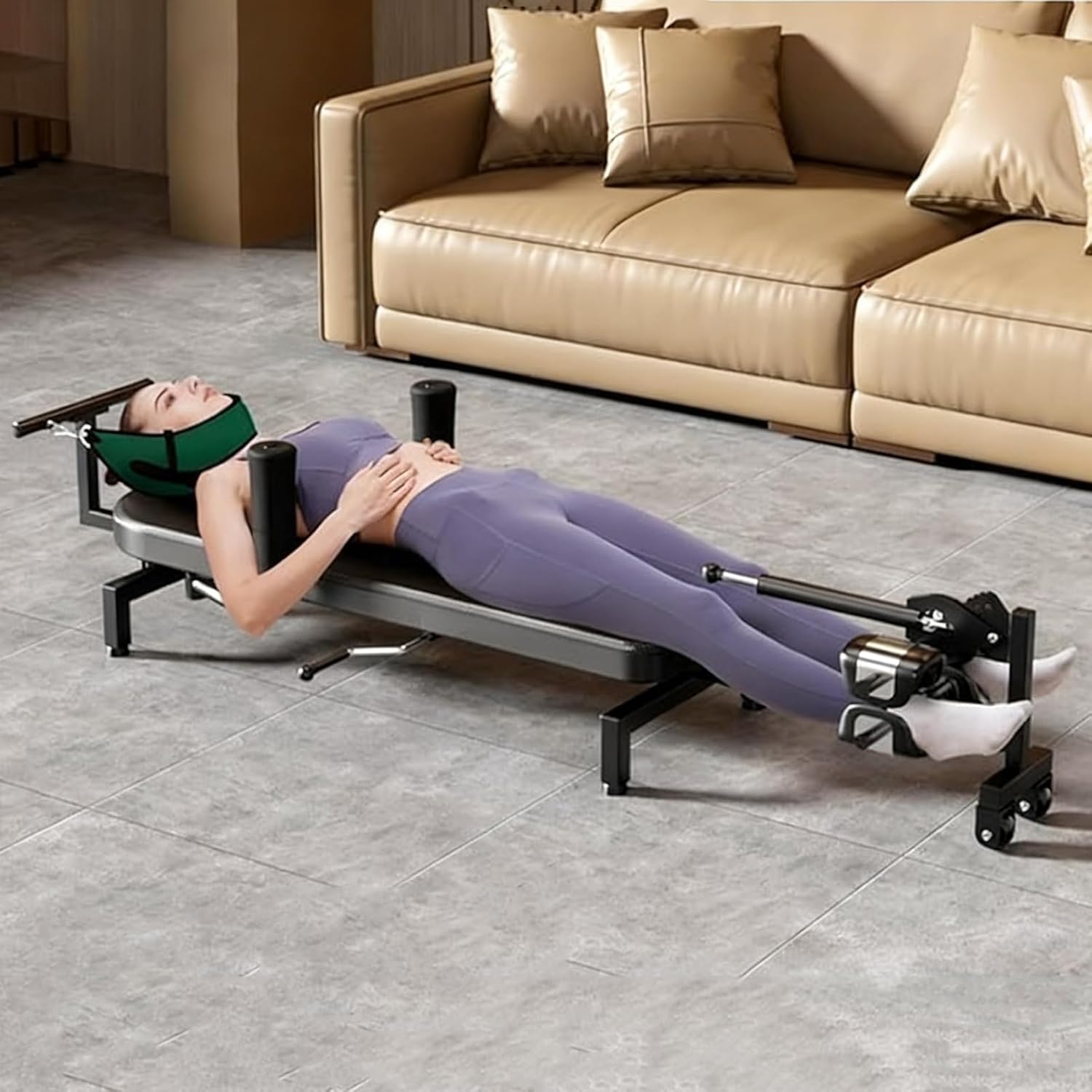 Fitness Full Body Traction Bed, Massage Cervical & Lumbar Traction Table, Portable Spine Stretcher Bed for Home
