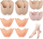 Chicingyou 8 Pairs Ballet Pointe Dance Shoe Toe Covers 4 Pair Sponge Insoles 4 Pair Gel Toe Pads Breathable Forefoot Wrap Pads Half Pad with Curved Design for High Heels Ballet (Skin Tone)