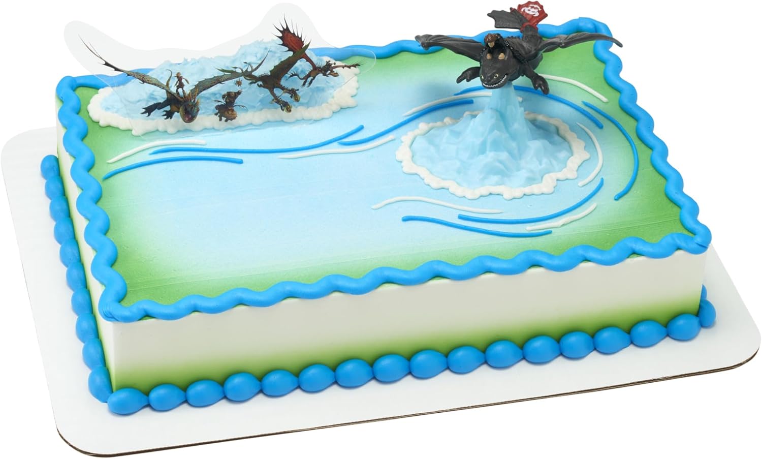 DecoSet How To Train Your Dragon Cake Topper, Cake Decoration With Toothless & Hiccup Figurine and Background Cake Pic For Birthday Cakes & Celebration Bakes