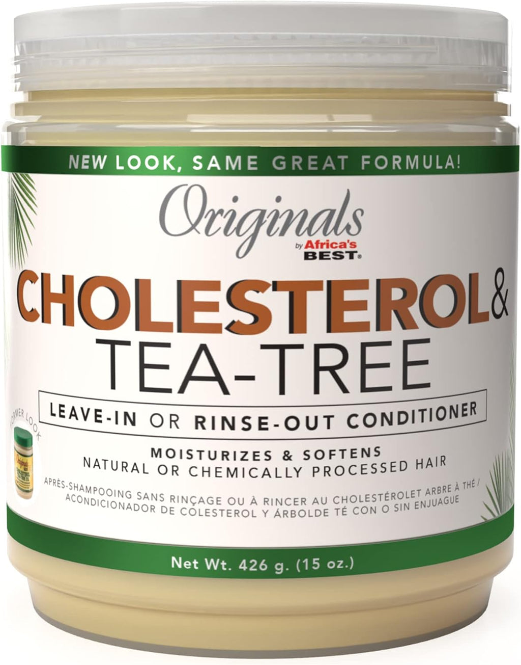Originals by Africa's Best Cholesterol Tea Tree Oil, Rinse-Out Plus Leave in Conditioner, Repair and Revitalize Damaged, Dry, Overprocessed Hair, 15 oz