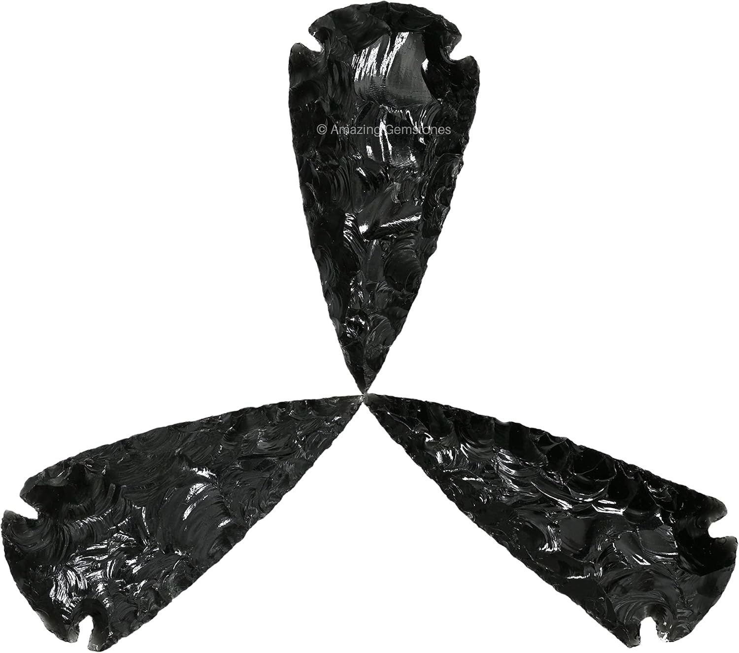 Amazing Gemstone 3 Pieces Black Obsidian Arrowhead, Crystal and Healing Stone Flint Rock Arrow Head - 2 to 3 Arrowheads for DIY Project Craft Point Jewelry Making