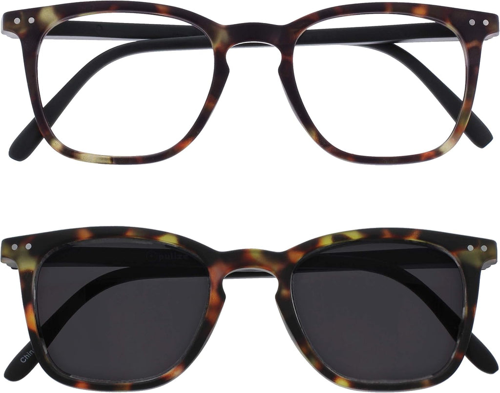 OPULIZE BEX Reading sunglasses for Women Men, Large Designer Style Sturdy frame with Spring Hinges,Matt Brown Tortoiseshell With Black Arms+1.5 (Pack of 1)