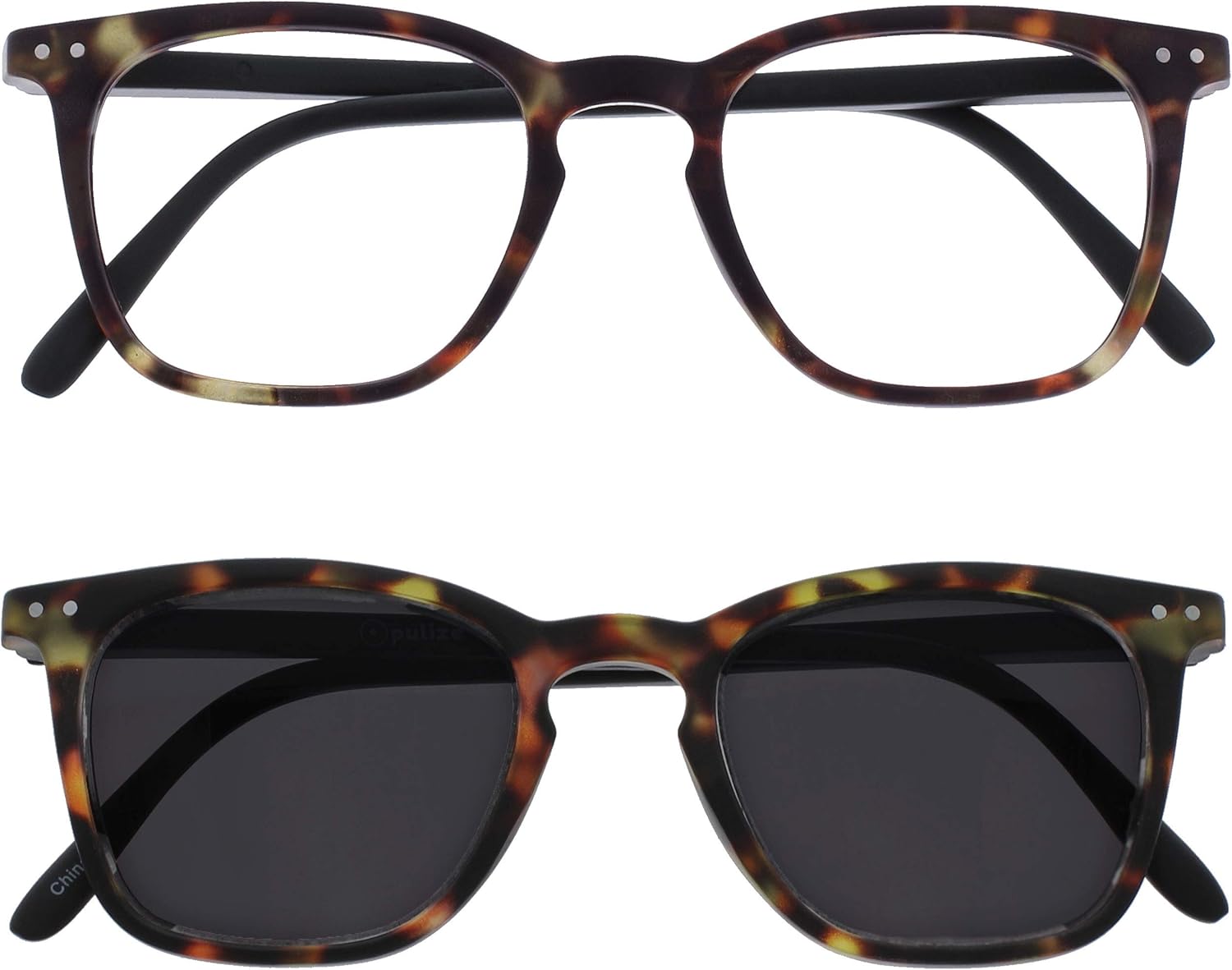 OPULIZE BEX Reading sunglasses for Women Men, Large Designer Style Sturdy frame with Spring Hinges,Matt Brown Tortoiseshell With Black Arms+1.5 (Pack of 1)