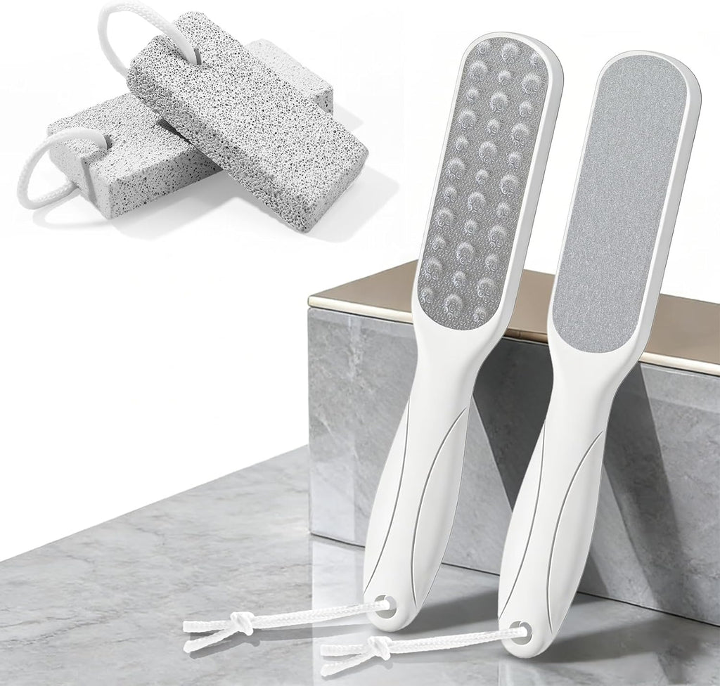 Foot Scrubber Pumice Stone for Feet: 4pcs Set Callus Remover for Women, Pedicure Tool for Smooth Cracked Heels & Dead Skin Care, Foot Grooming Home