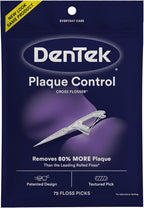 Dentek Floss Picks, X-Shaped Cross Flosser, Plaque Control Dental Floss Picks, 75 Count