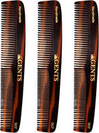 GENTS 7 Inch Tortoise Hair Combs Pack of 3 All Purpose Dressing, Styling & Detangling Combs for Barbers, Stylists & Everyday Hair Care for Men and Women Cellulose Acetate Peines Para Cabello