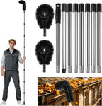 10.5FT Gutter Cleaning Tools from The Ground, Adjustable Rain Gutter Cleaning Brush with Pole, Long-Reach Gutter Cleaner & Brush, Ladder-Free Removal of Leaves, Branches & Debris
