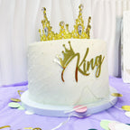 Birthday King Cake Topper,Acrylic Crown Design,Cupcake Toppers & Side Cake Decor,Birthday Cake Picks Party Decoration Supplies for Men Boy-3.94x2.55 Inch