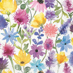 Boston International IHR 3-Ply Paper Napkins, 20-Count Cocktail Size, Summer Floral Cream