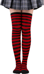 Red and Black Striped Socks Thigh High Striped Tights Over The Knee Striped for Halloween Parties Cosplay