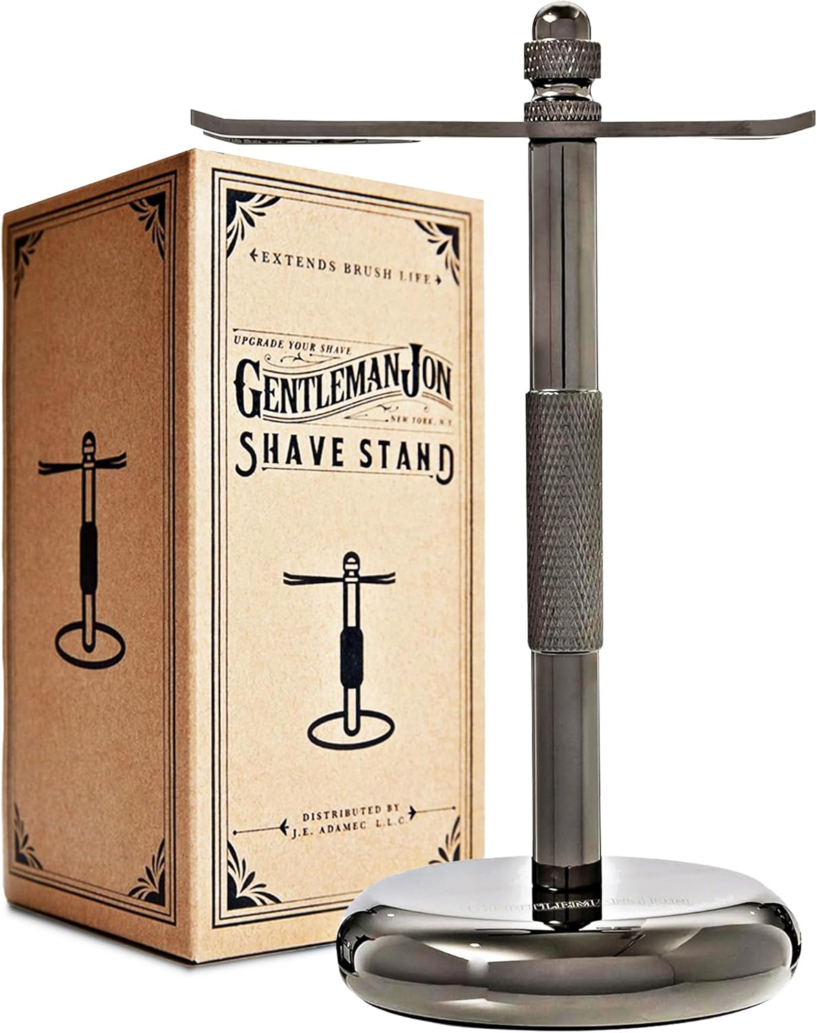 Gentleman Jon Shaving Stand for Razor & Brush for Men – Heavy Duty Gunmetal Razor & Brush Stand, Weighted Base, Matches Wet Shave Kit & Storage, Shaving Kit, Shaver Holder, Beard Accessories for Men